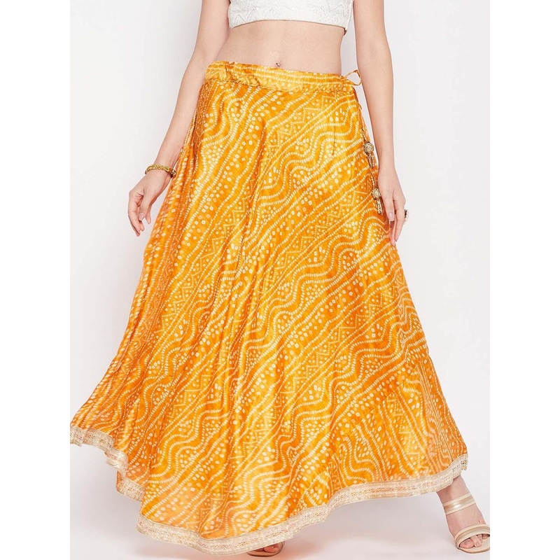 Clora Creation Tie & Dye Bandhani Printed Flared Maxi Skirt
