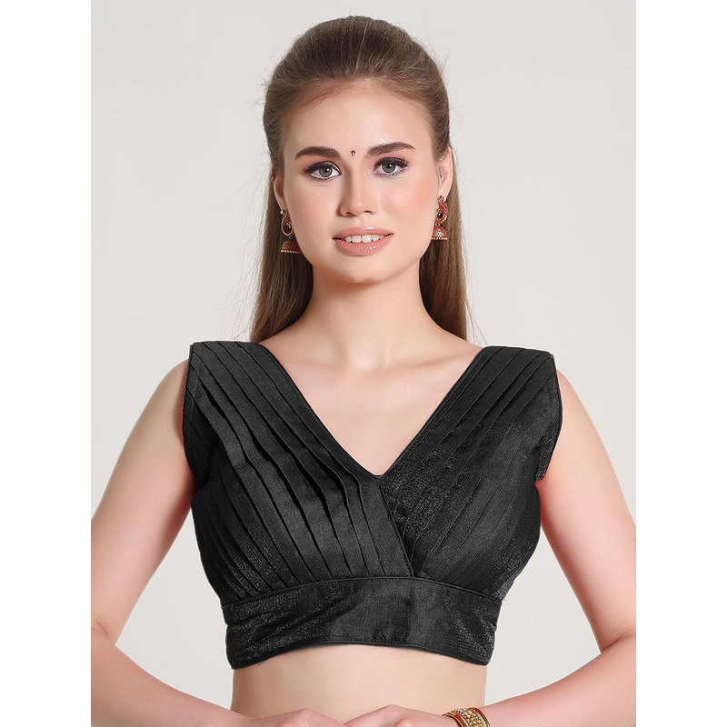 HERE&NOW Silk V-Neck Padded Saree Blouse
