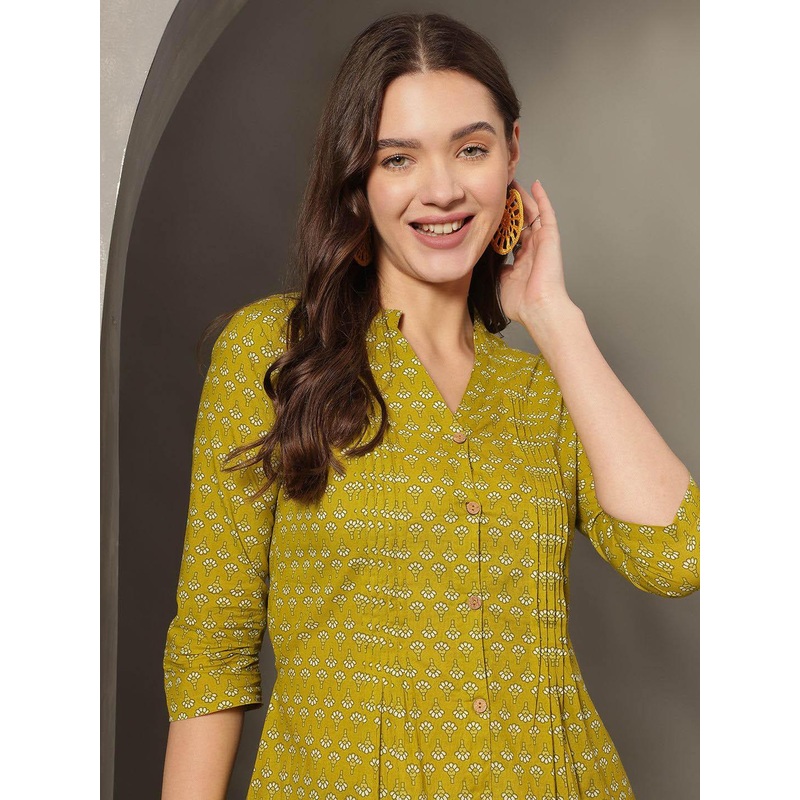 HERE&NOW Women Floral Printed Gathered Cotton Top