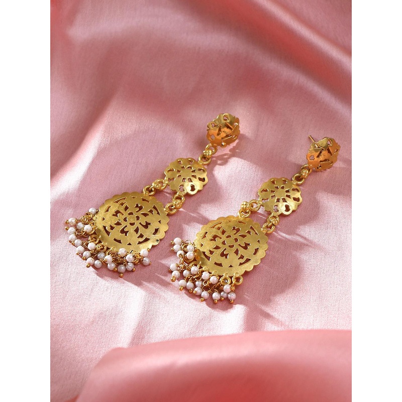 House of Pataudi 24CT Gold-Plated Beaded Drop Earrings