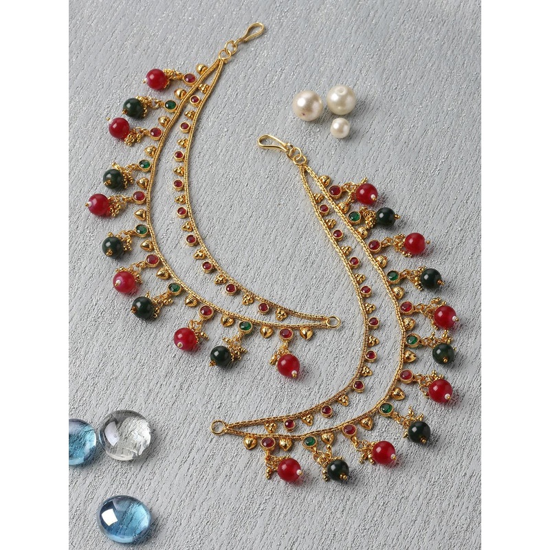 Kennice Gold-Plated Classic Jhumka Earrings With Chain