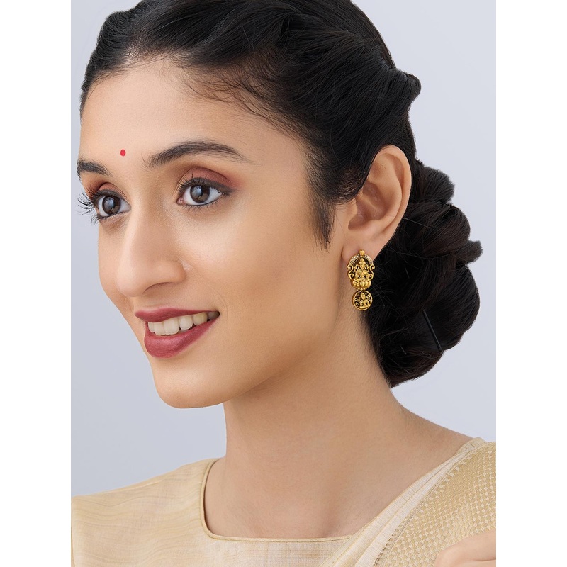 Kushal’s Fashion Jewellery Gold Plated Cubic Zirconia Stone Studded Drop Earrings