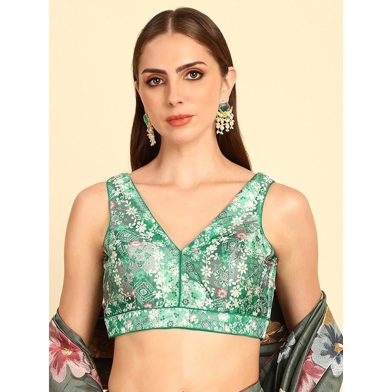 Soch Printed V-Neck Sequinned Saree Blouse