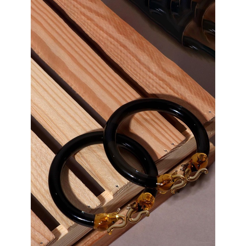 THE GOLDEN CASCADE Set Of 2 Glass Artificial Stones Studded Elepahnt Kada Bangles