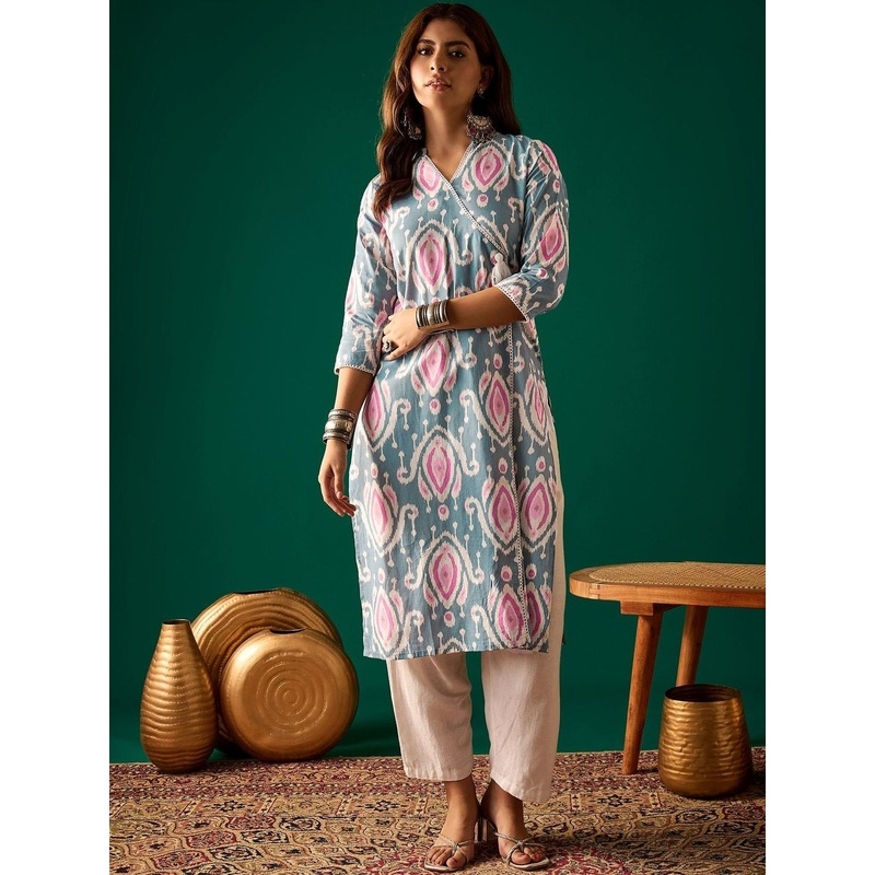 Women’s Blue Ikat Print Kurta