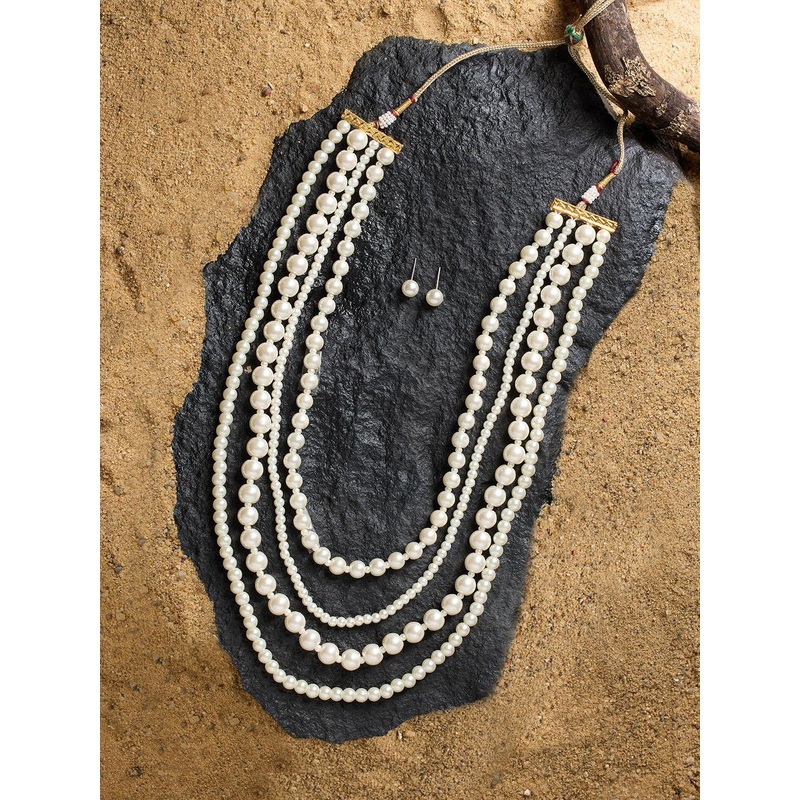 Zaveri Pearls Gold-Plated Beaded Multilayer Jewellery Set