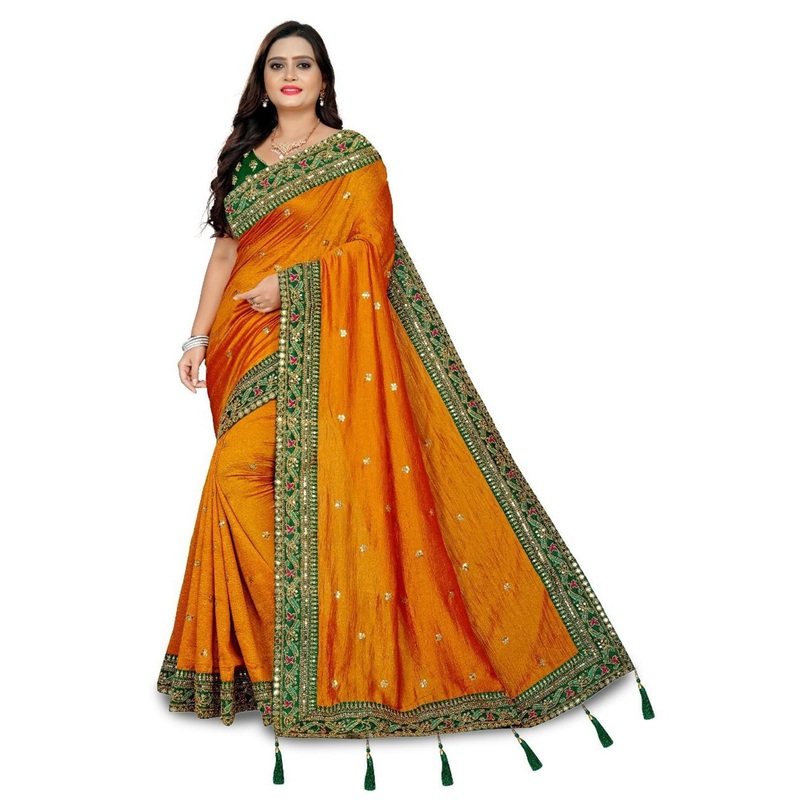 A.G.M.G FASHION Ethnic Motifs Embroidered Sequinned Saree