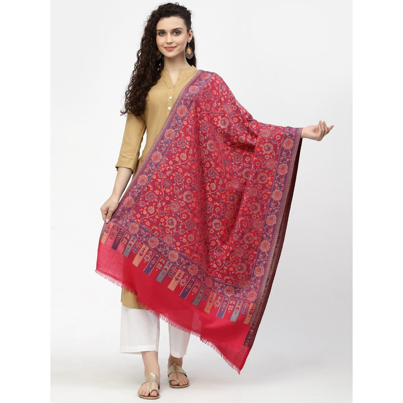 Anekaant Women Magenta & Blue Woven Design Stole