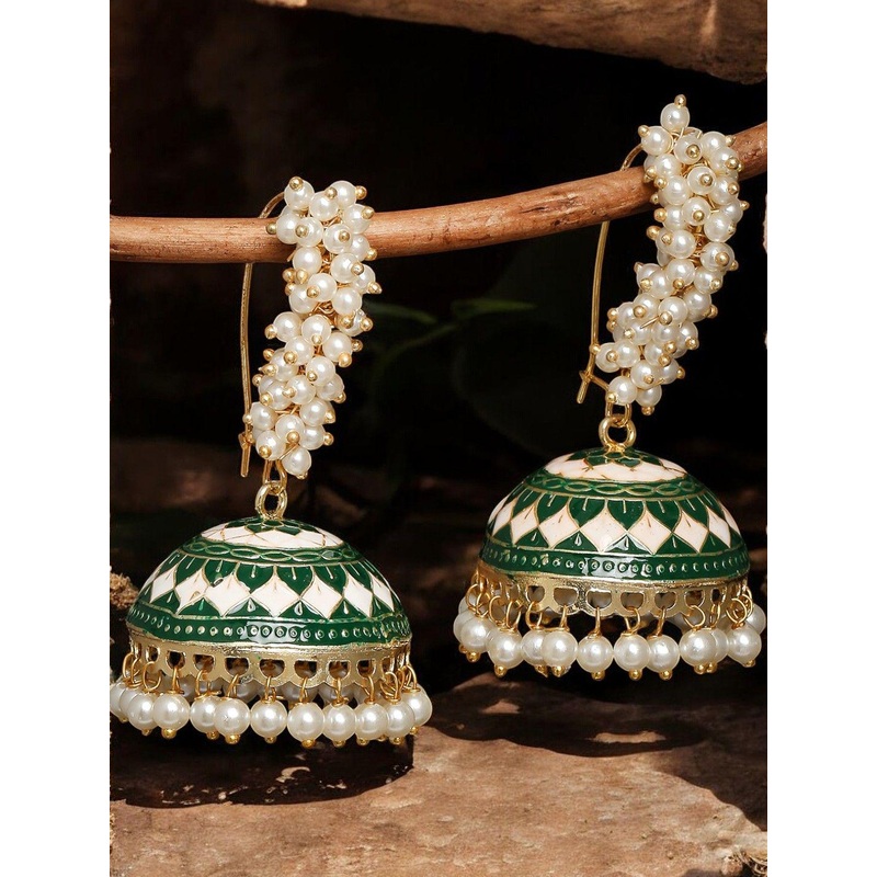 Anouk Artificial Beads Beaded Dome Shaped Jhumkas