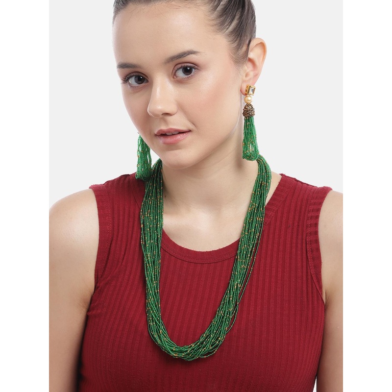 Anouk Gold-Plated Stones-Studded & Beaded Layered Jewellery Set