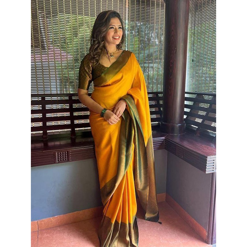 Anouk Rustic Ethnic Motifs Silk Blend Banarasi Saree