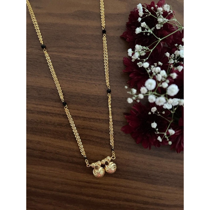 Digital Dress Room Gold-Plated Black Beaded Mangalsutra