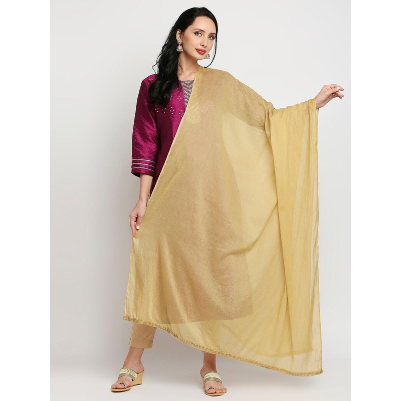 Dupatta Bazaar Khaki Pure Cotton Dupatta