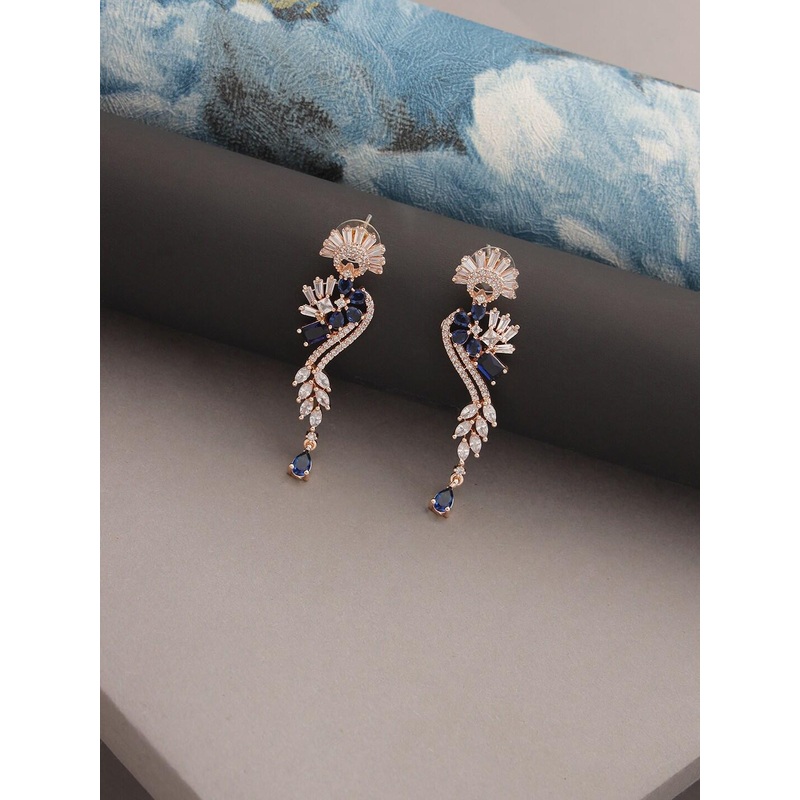 Jazz and Sizzle Blue Floral Drop Earrings