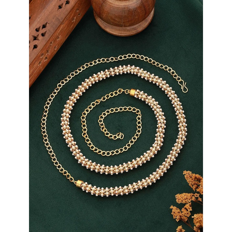 Jazz and Sizzle Gold Plated Pearl Beaded Waist Belt
