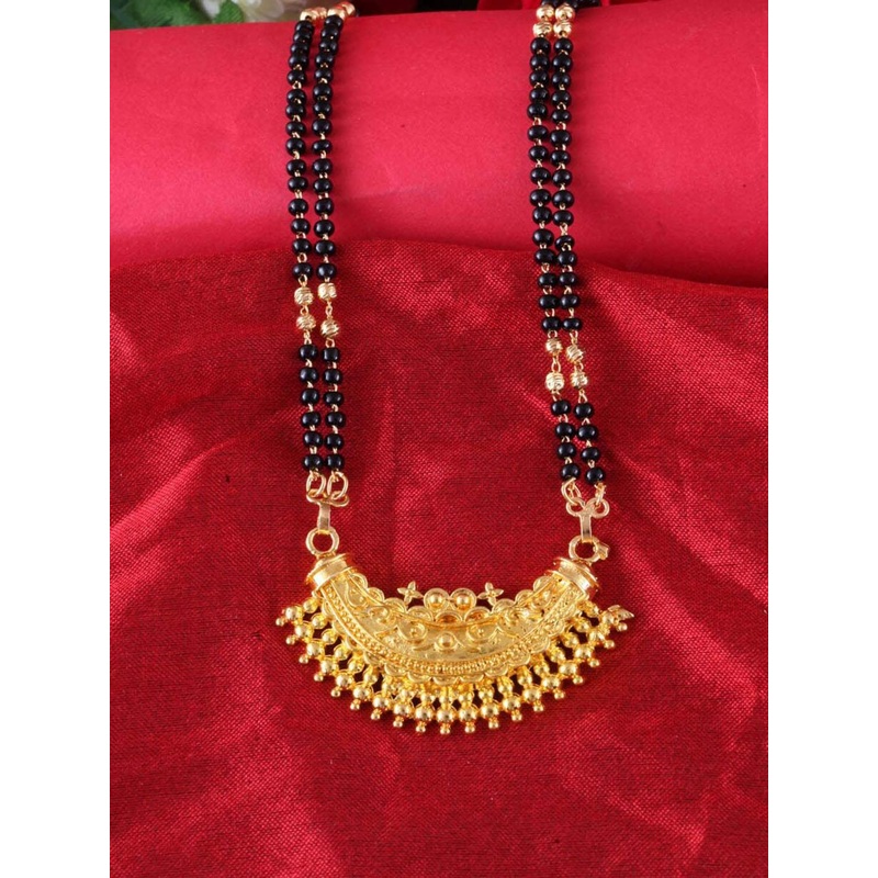 MEENAZ Gold-Plated & Beaded Long Chain Mangalsutra