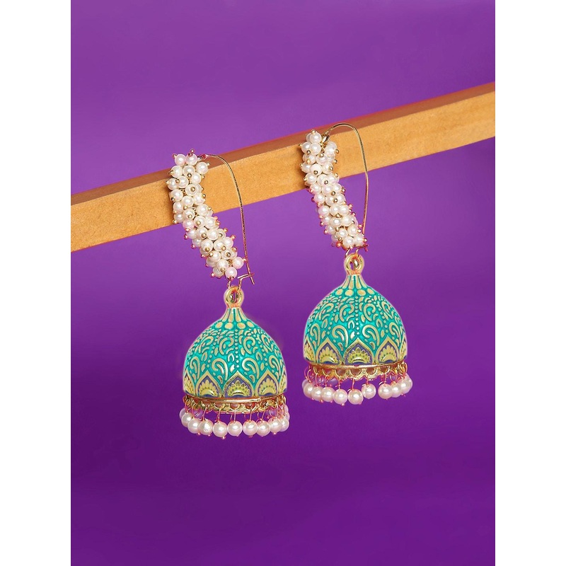 OOMPH Gold-Plated Artificial Beaded Dome Shaped Jhumkas