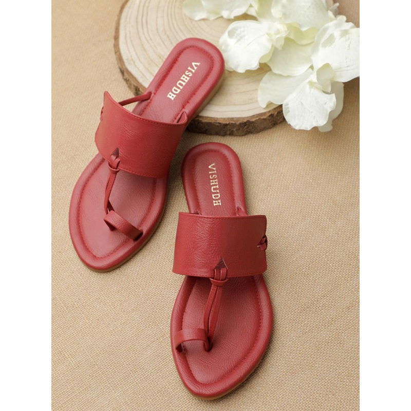 Vishudh Women Pink Solid One Toe Flats