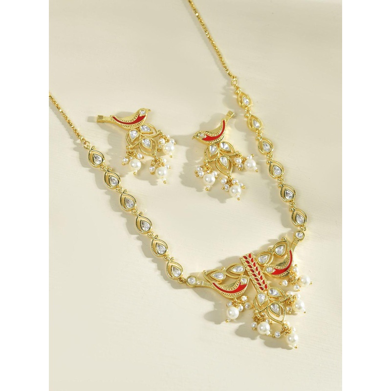 Voylla Gold Plated Kundan Studded Jewellery Set