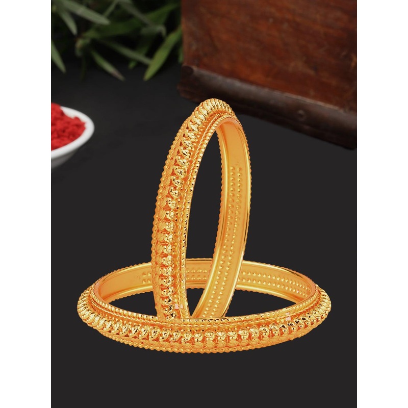 ZENEME Set Of 2 Gold-Plated Bangles