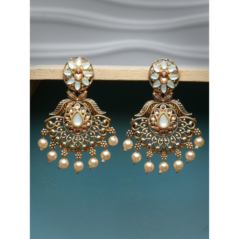 ADIVA Gold-Plated Contemporary Antique Chandbalis