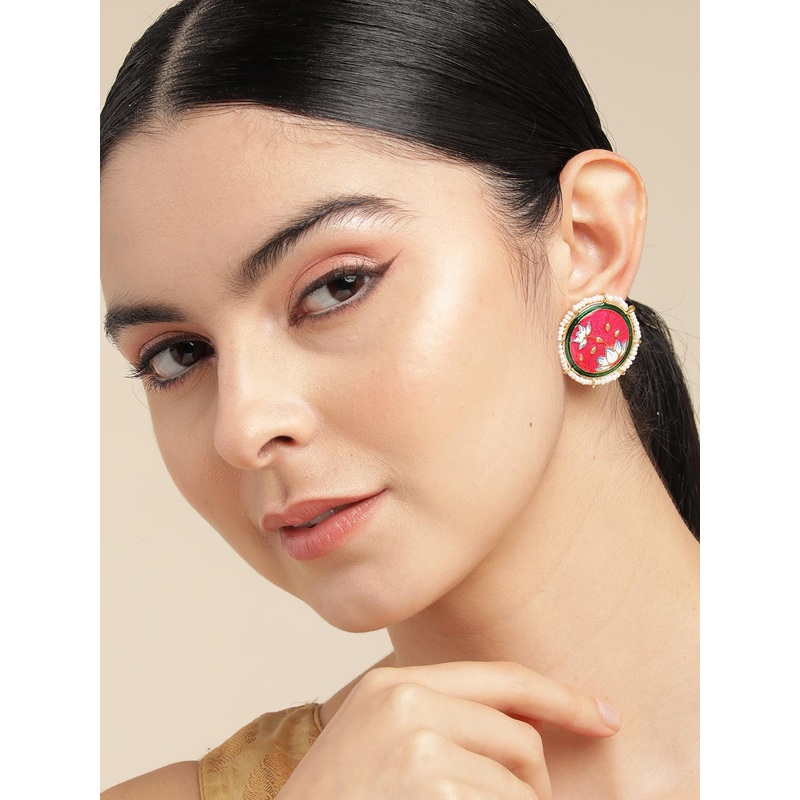 Anouk Gold-Plated Beaded Circular Stud Earrings