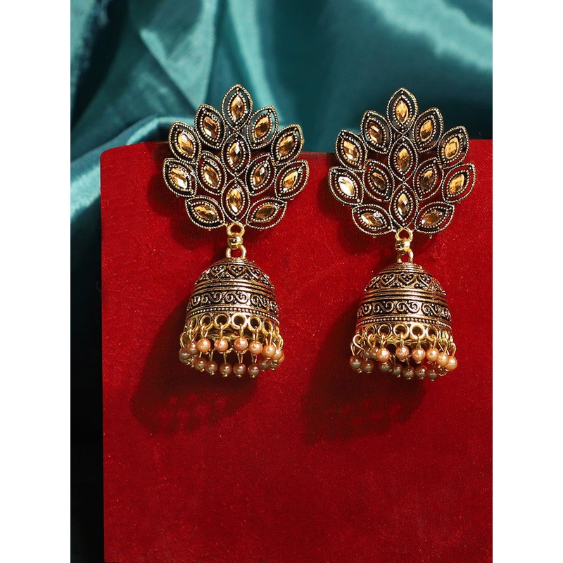 Anouk  Gold Plated Dome Shaped Jhumkas Earrings