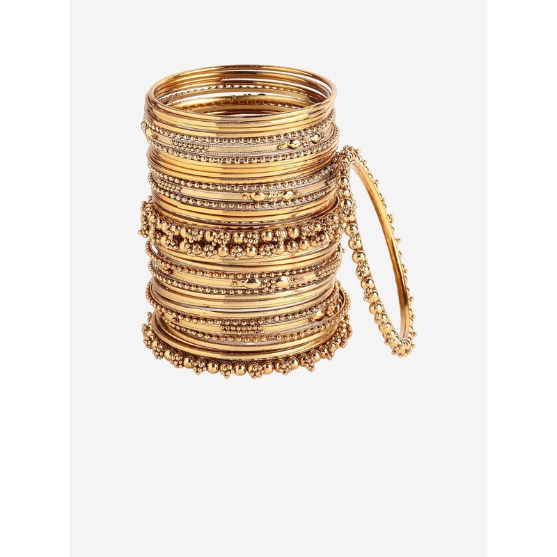 Anouk Set Of 40 Gold-Plated Oxidised Bangles