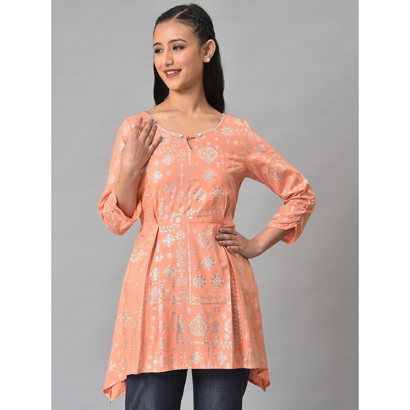 AURELIA Ethnic Motifs Printed Pleated Kurti