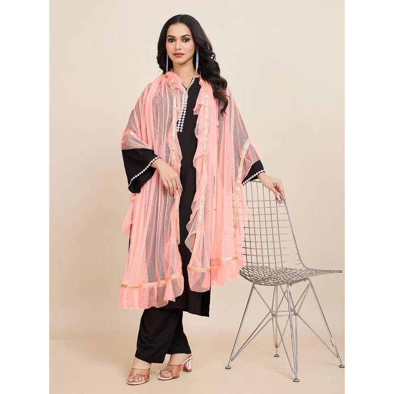 House of Pataudi Embellished Frill-Detail Dupatta