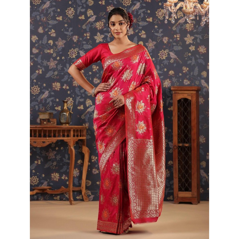 House of Pataudi Floral Woven Design Banarasi Saree