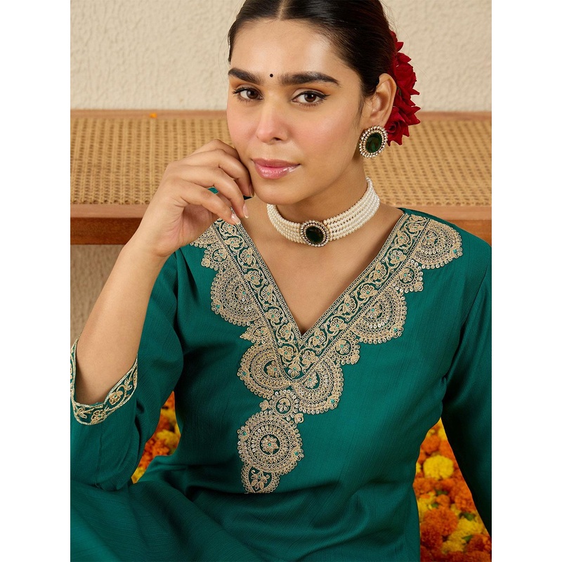 Indo Era Embroidered Top With Trouser Co-Ords
