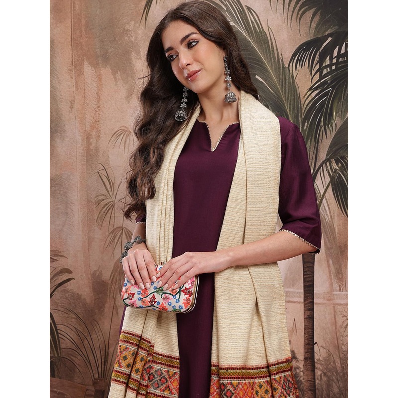 Sangria Woven Design Shawl