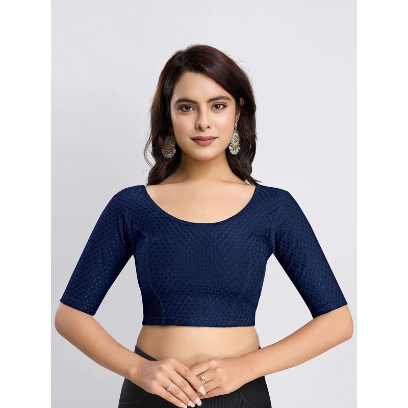 Trendmalls Woven Design Round Neck Saree Blouse