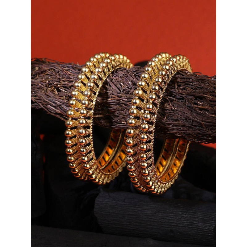 Adwitiya Collection Set Of 2 Gold-Plated Bangles