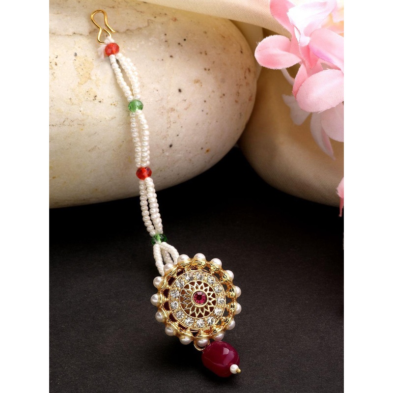 Anouk  Cubic Zirconia Studded Borla Maang Tikka