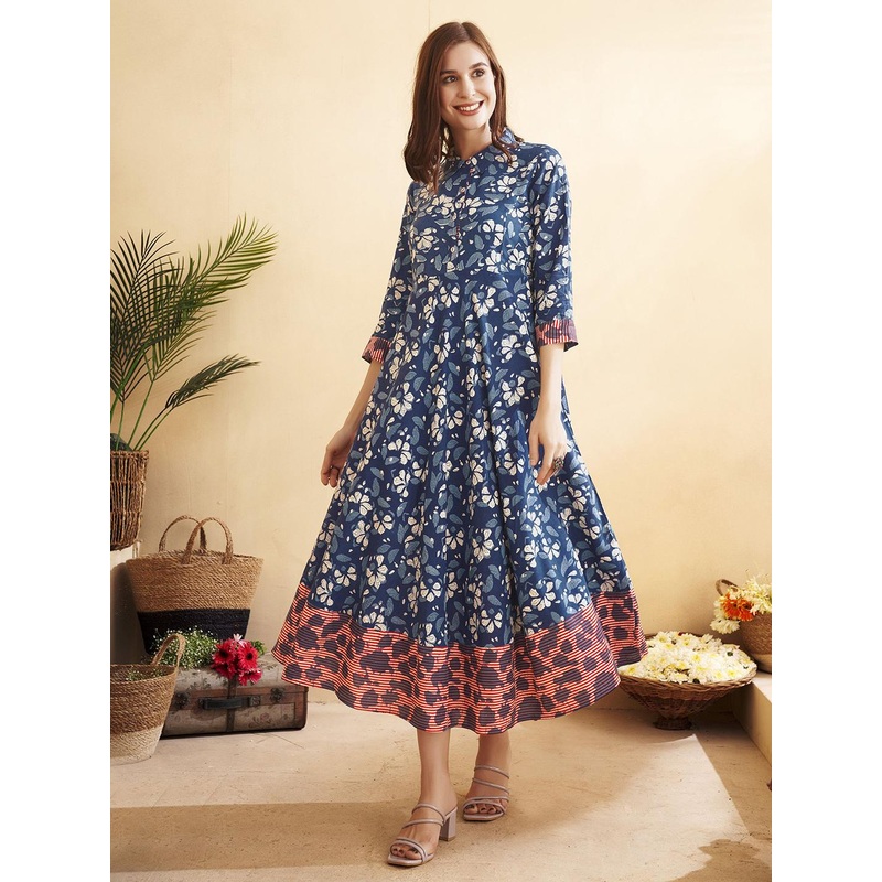 Anouk Women Floral Printed Thread Work Anarkali Kurta