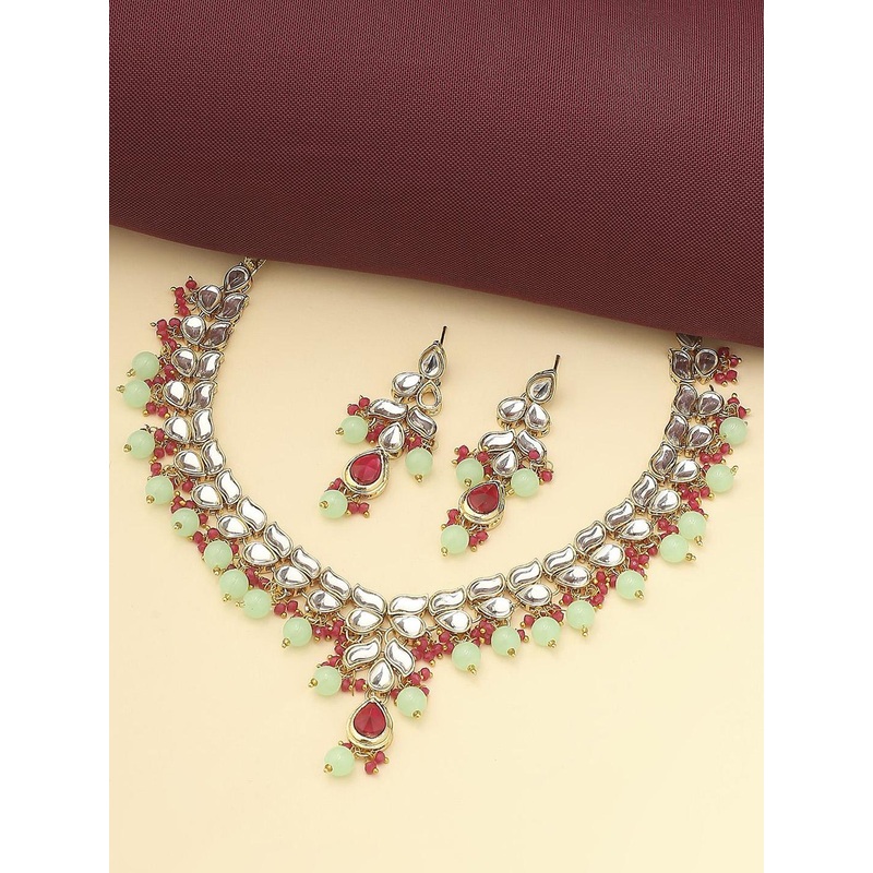 fabula Kundan Stone-Studded & Beaded Jewellery Set