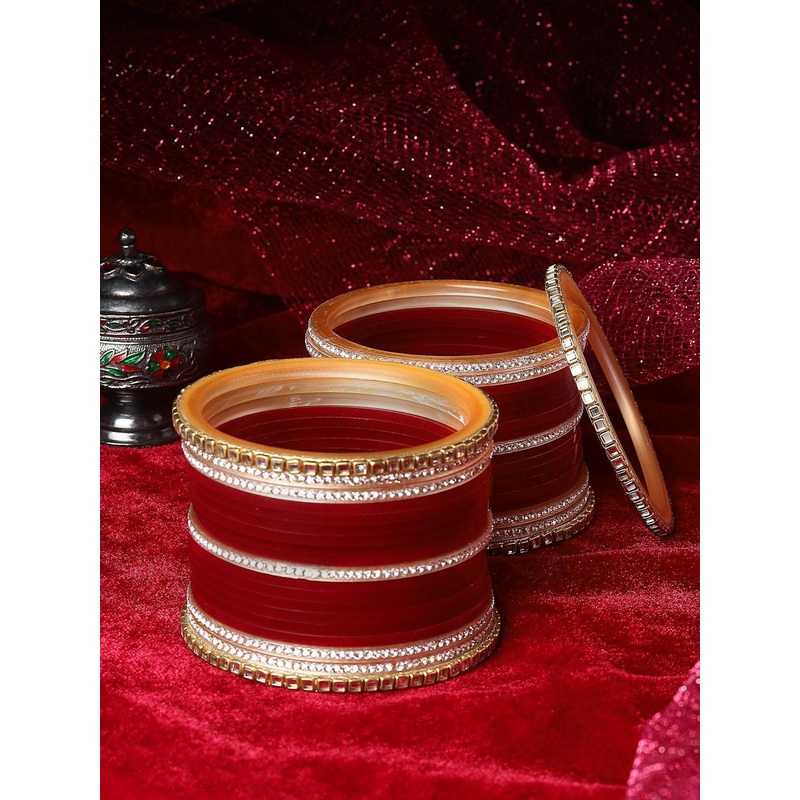 PANASH Set Of 38 Gold-plated AD-studded Chuda Bangles