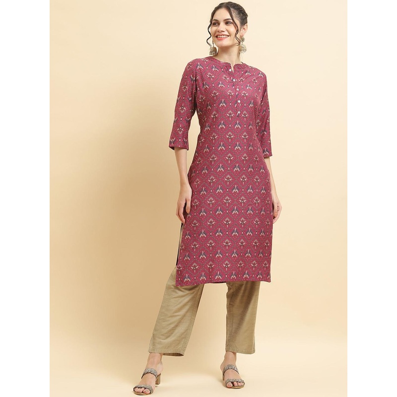 Shree Geometric Printed Liva Straight Kurta