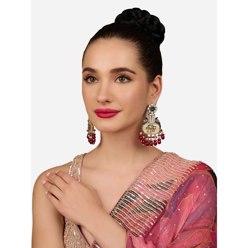 Zaveri Pearls Gold-Plated Contemporary Drop Earrings