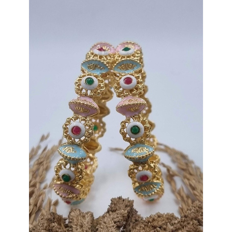 Anouk Gold Toned Set of 2 Gold Plated Kundan Stone Studded Bangles