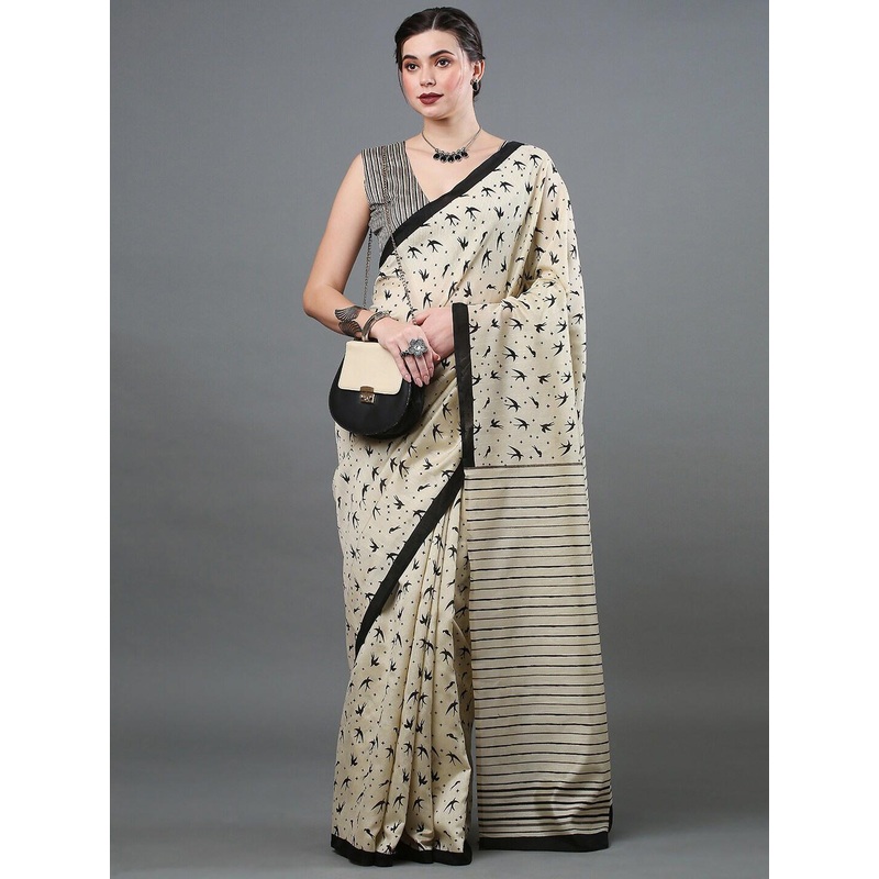 Anouk Rustic Ethnic Motifs Printed Art Silk Bhagalpuri Saree