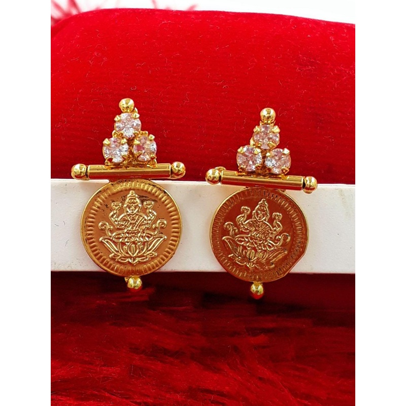 Anujeet Fashion Hub Gold-Plated American Diamond Studded Contemporary Drop Earrings