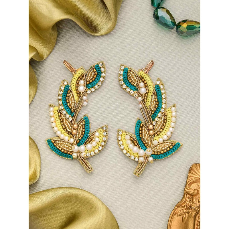 EVERSTYLISH Sanjoya Beads, Sequins & Cutdana Embroidered Earrings