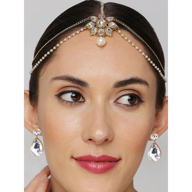 fabula Kundan Stone-Studded & Pearls Beaded Jewellery Set