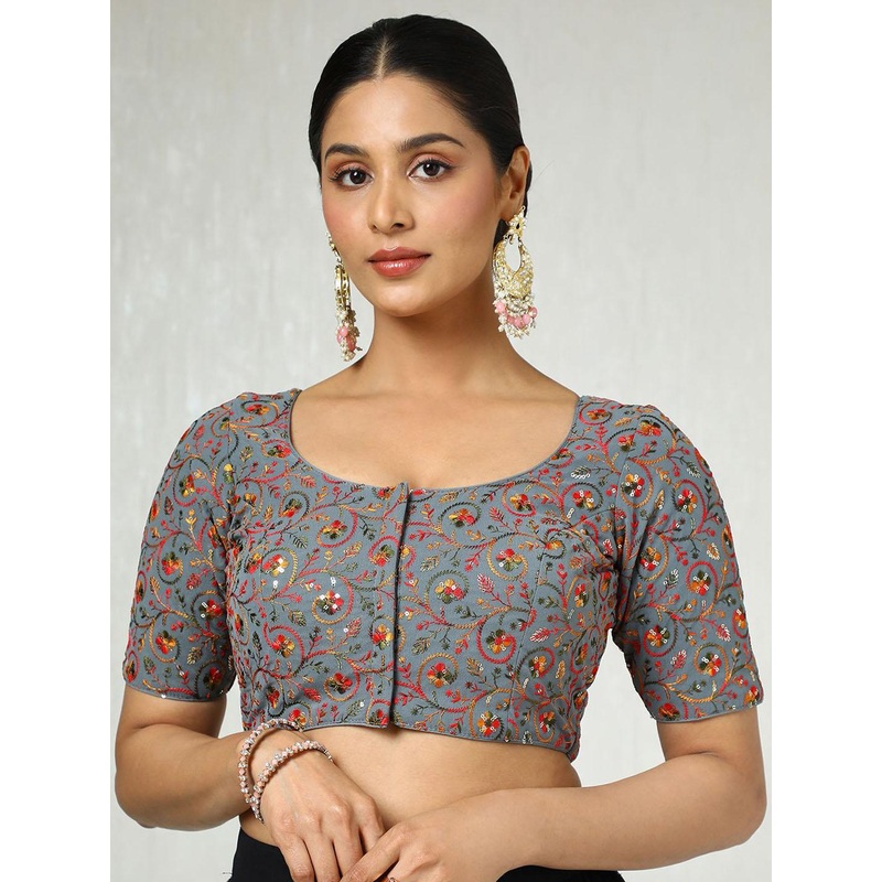 Soch Embroidered U Neck Saree Blouse With Sequins
