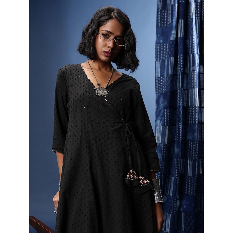 Taavi Woven Designed V-Neck Angrakha Woven Legacy Kurta