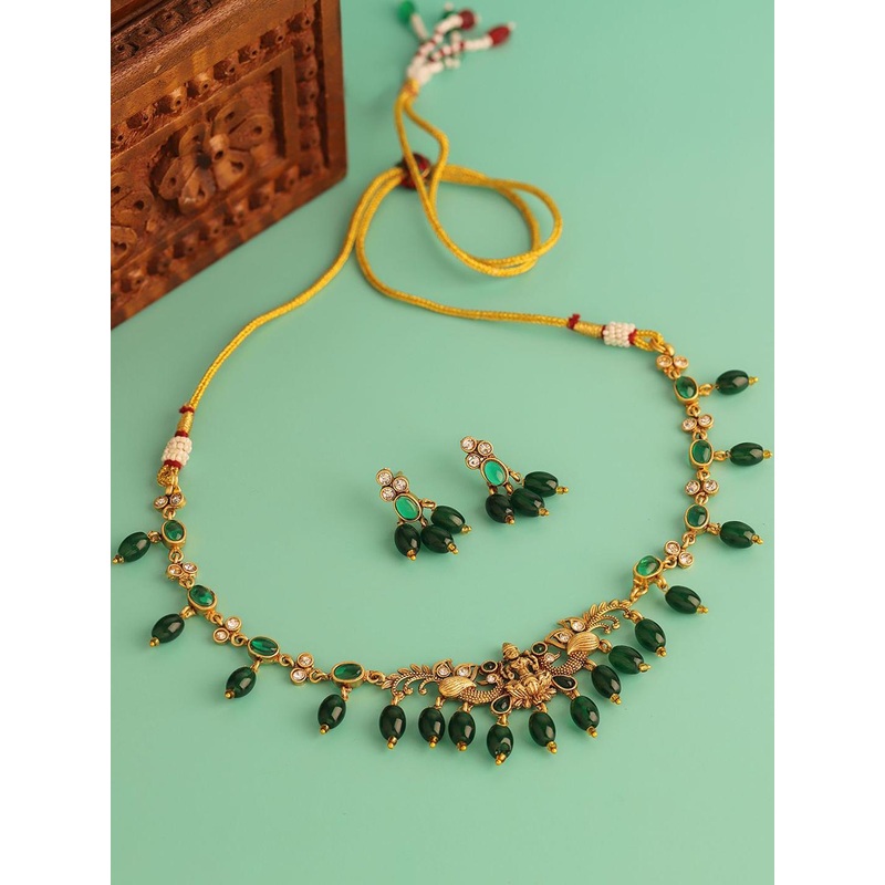 Voylla Gold-Plated Opulence Vanamala Temple Jewellery Set