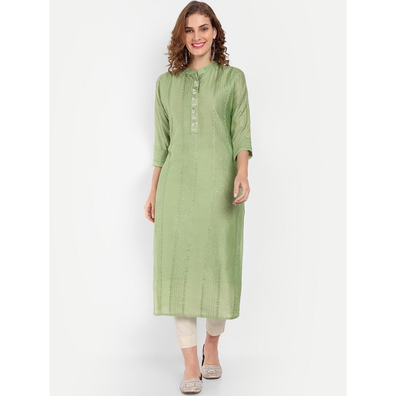 4u Fashion Women Embroidered Chanderi Silk Kurta